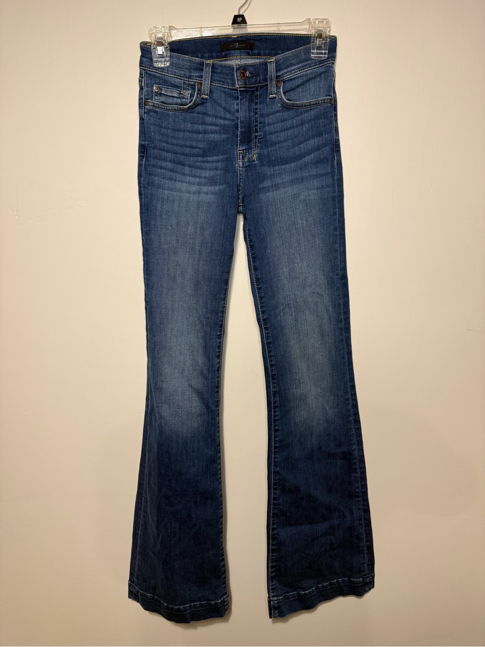 7 For All Mankind Dojo Mid-Rise Flare Trouser Jeans Medium Wash Size 25